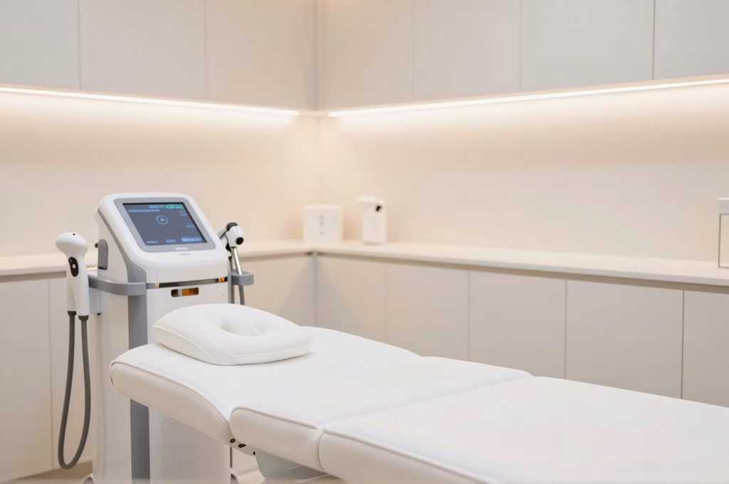 Salle de traitement moderne pour epilation laser maillot dans un cabinet esthetique