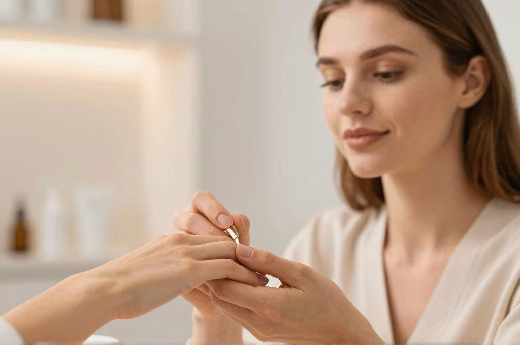 Manucure professionnelle en institut sans rendez-vous, soin express des mains en ambiance zen